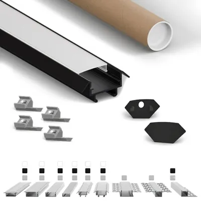 Produktbild von LED-Eckprofil ER4510 2 m Schwarz für LED-Streifen bis 12 mm inkl. milchiger Abdeckung