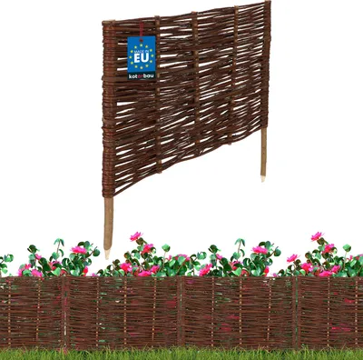 Immagine prodotto di KOTARBAU® Staccionata in Legno per Giardino Recinzione in Vimini 60x40 cm Marrone Staccionata Giardino Esterno Steccato in Legno