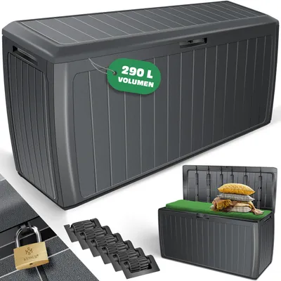 Produktbild von KESSER® Auflagenbox Kissenbox 290 Liter mit abschließbarem Deckel Haltegriffe Gartenbox