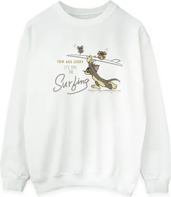 Produktbild von Tom And Jerry - "It's Time For Surfing" Sweatshirt für Herren BI47090 (L) (Weiß)