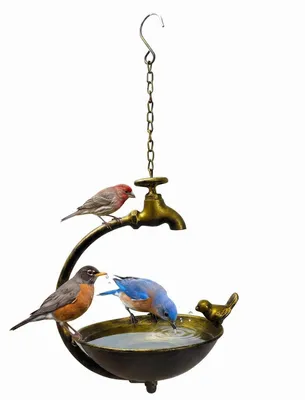 Produktbild von Hängende Vogeltränke Metall Winterfest Vogelbad Balkon Garten Futterschale Wasserschale Insektentränke Bronze