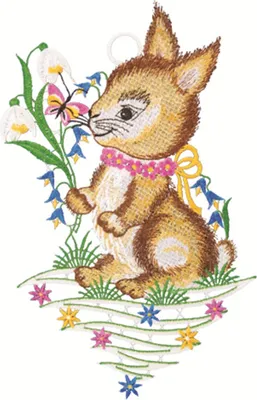 Produktbild von Fensterbild "Frühlingshase",  farbig, 21 x 25 cm, Plauener Spitze