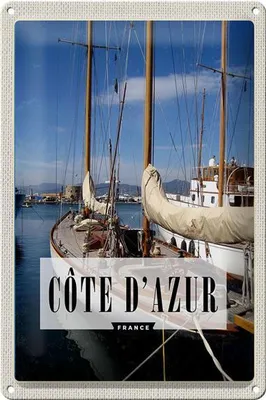Produktbild von Blechschild Reise 20x30cm Cote d'azur France Urlaubsort Meer