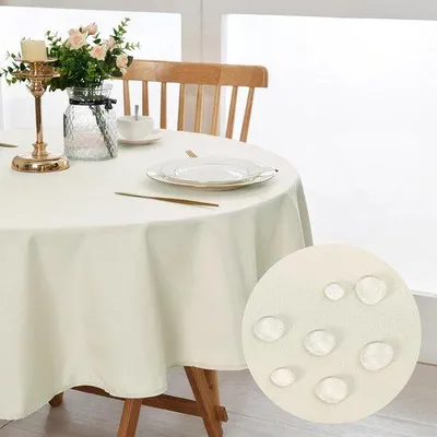 Immagine prodotto di Tovaglia rotonda impermeabile e lavabile, 120 cm, per sala da pranzo, giardino, feste, matrimoni o uso domestico