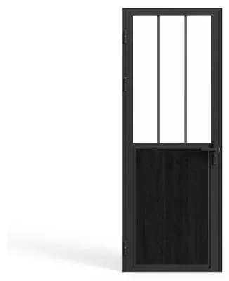Produktbild von Doppelseitige Tür aus Aluminium und gehärtetem Glas im Industriestil - H 204 x B 73 cm - ERMELO