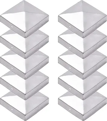 Produktbild von TRIBECCO® 10 Pfostenkappen 9x9 cm - 90x90 mm, Zaunpfosten Kappen für Holzpfosten, Abdeckkappen für Zaunpfosten, Zaunpfosten verzinkt, Pyramiden Form - Pfostenabdeckung 9x9, Zaunpfosten Metall