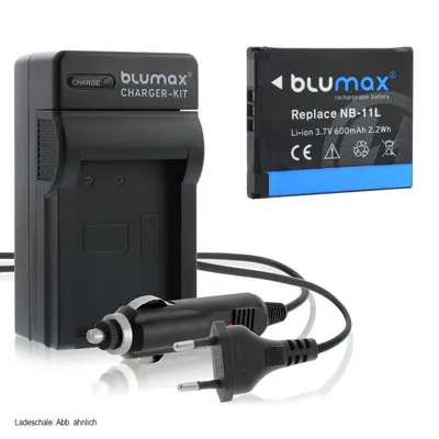 Produktbild von 1x Akku + Lader für Canon NB-11L NB-11LH IXUS 170 175 180 185 600 mAh (3,7V)