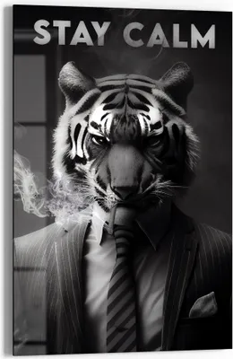Produktbild von DEQOART Glasbild Echtglas 40x60 cm 'Ruhiger Tiger' Wandbild Bild modern Deko