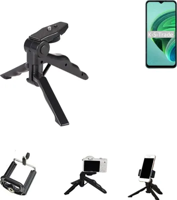 Produktbild von K-S-Trade Stativ Tisch-Ständer Dreibein Handy-Stativ Ständer kompatibel mit Xiaomi Redmi 10 5G Mini-Stativ Smartphone Tripod Handy-Stativ aus