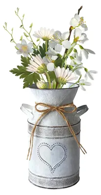Vintage Eisen-Milchkännchen-Vase, Herz, 19 cm, Shabby-Chic