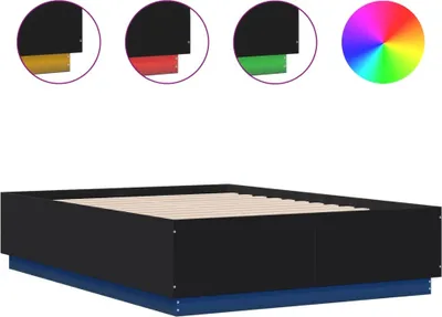 Produktbild von Bettgestell mit LED Schwarz 120x190 cm Holzwerkstoff