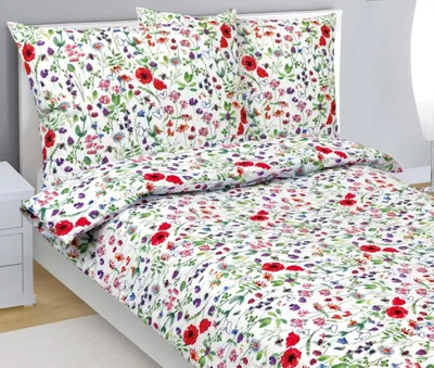 Zdjęcie produktu dla Pościel bawełniana - czerwona, zielona - 140x200, 70x90