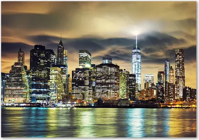 Produktbild von Tulup® Glas-Bild - 100 x 70 - Wandbild aus Glas - Wandkunst - Wandbild hinter gehärtetem Sicherheitsglas - Sehenswürdigkeiten & Architektur - Manhattan New York - Gelb
