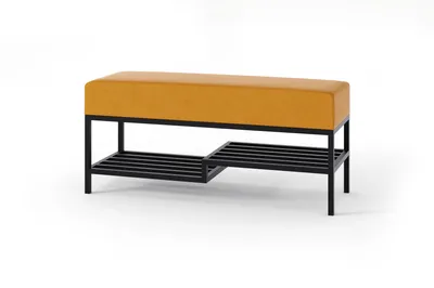 Produktbild von Design Möbel - Sitzbank 80 cm - Gepolsterte Bank mit Ablage - Loft Design - Industrial Stil - Stahlkonstruktion