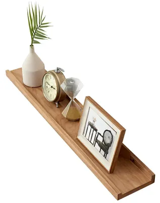 Immagine prodotto di Mensola sospesa in legno massello di quercia, modanatura per quadri, 90 cm. Scaffale da parete, 90 x 10 cm