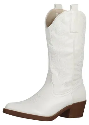 Produktbild von Elara Damen Cowboy Stiefel Biker Boots Chunkyrayan 301-A32P Weiss-41