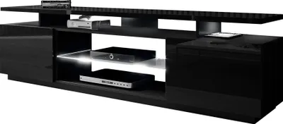 Produktbild von MIRJAN24 TV-Lowboard Eva, RTV-Schrank vom Hersteller, TV-Möbel, Stilvoll Wohnzimmer (Schwarz / Schwarz Hochglanz, mit LED Beleuchtung)