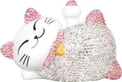 Productafbeelding van Zonne-energie kattenbeeldje, bewegend, creatieve decoratie voor geluk, met roze oren