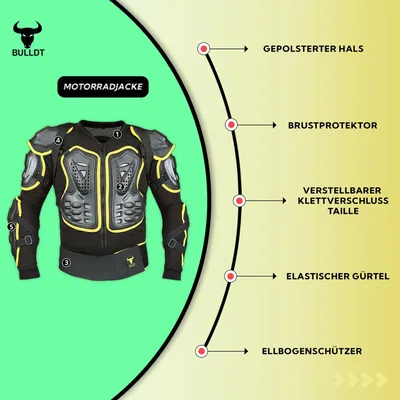 Produktbild von BULLDT Protektorenjacke 2in1 Titan Motorrad Motocross Skatebording Protektoren, Größe:52/L, Farbe:Gelb