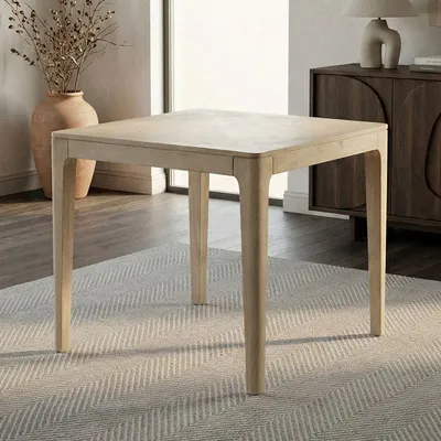 Immagine prodotto di FineBuy Tavolo da pranzo in legno massello di mango 80x80 cm bianco lavato Tavolo da pranzo quadrato Tavolo da cucina 4 persone Tavolo in legno Tavolo da pranzo Fatto a mano