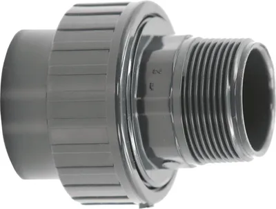 Produktbild von HAF 1x PVC Fittings Verschraubung mit 63mm x 2" | Klebemuffe x Außengewinde | Adapter aus grauem PVC | PN16 für PVC Rohr, Poolverrohrung & Teich