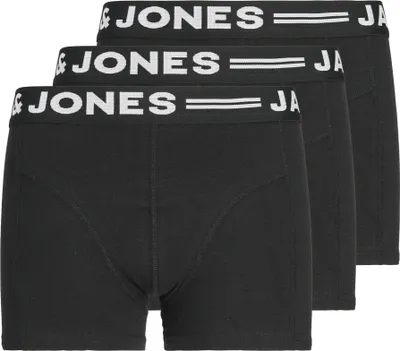Produktbild von JACK&JONES Jungen Boxershorts, 3er Pack - SENSE TRUNKS, Baumwoll-Stretch, Logobund Schwarz 152