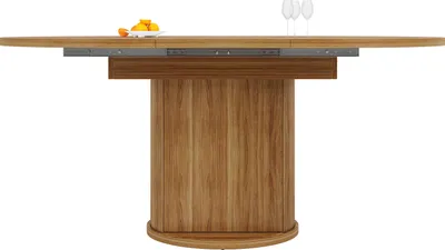 Produktbild von okwish Ausziehbarer Küchentisch Runder Esstisch mit ausziehbare Tischplatte für bis zu 6 Personen,balkontisch mit gebogenen Schiebetüren,Walnut