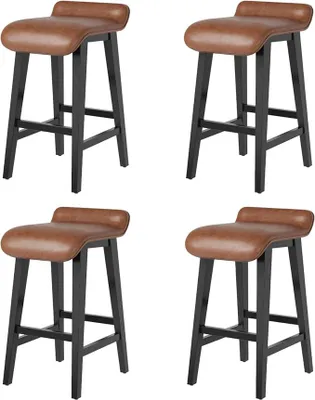 Imagen del producto de Juego de 4 taburetes para bar, con altura de 66 cm, tapizados en cuero sintético (PU), ideales para la cocina y con reposapiés