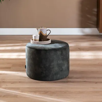 Produktbild von Bronx71 Samt Hocker Beau rund grün