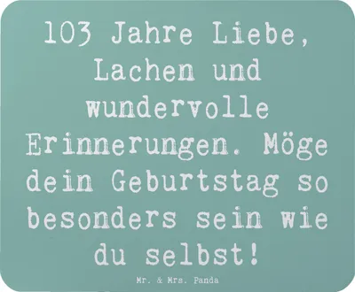 Produktbild von Mr. & Mrs. Panda Mouse Pad Spruch 103. Geburtstag - Meeresbrise - Geschenk, glückliche Momente, Alter, wundervolle Erinnerungen, pc mousepad, mausunterlage, Glückwunsch