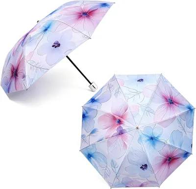 Immagine prodotto di Ombrello da donna con protezione UV, a doppio strato, compatto, SPF 50, pieghevole, ideale per viaggi