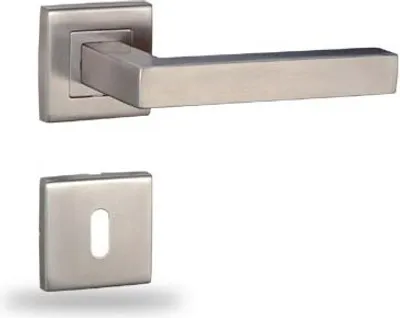 A door handle set and a keyhole escutcheon plate.