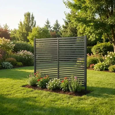 Zdjęcie produktu dla Ogrodzeniowe panele dekoracyjne - 2 panele - odporne na rdzę - 119 x 89 cm - idealne do tarasu, rabat i roślin