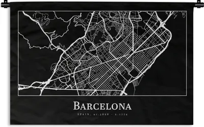 Produktbild von MuchoWow® Wandteppich Wandbehang Stadtplan - Barcelona - Karte 120x80 cm Tapisserie Dekoration Wandtuch - Wanddekorationen - Wandtücher