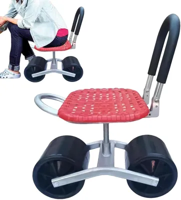 Immagine prodotto di Sedia da giardino mobile con ruote, girevole e regolabile in altezza | Sgabello da giardino mobile per anziani, donne, uomini e genitori, ideale per attività di giardinaggio, piantumazione e utilizzo in cortile e spazi esterni