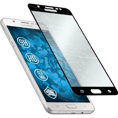 Produktbild von 1 x Glas-Folie klar full screen schwarz für Samsung Galaxy J7 (2016) J710 PhoneNatic Panzerglas für Galaxy J7 (2016) J710