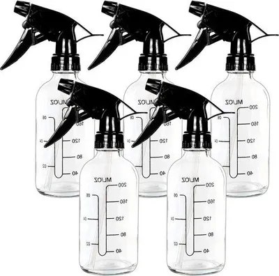 Immagine prodotto di Bombolette spray in vetro da 250 ml - Confezione da 5 - Tappi spray riutilizzabili - Nero