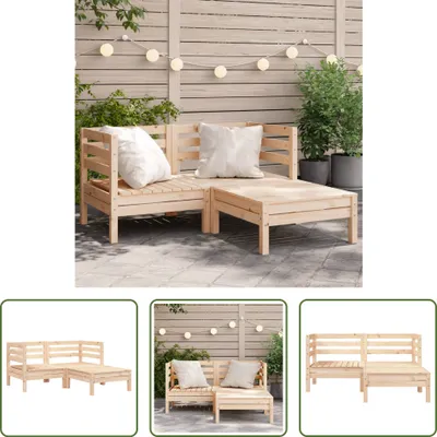 Produktbild von The Living Store Gartensofa 2-Sitzer mit Hocker Massivholz Kiefer
