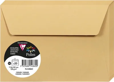 Zdjęcie produktu dla Koperty Clairefontaine C6 Pollen 120 g, kolor karmelowy, 20 sztuk