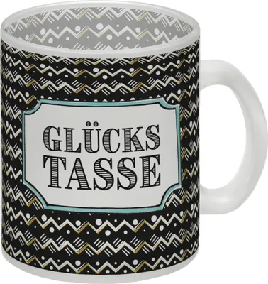 Produktbild von Glas Tasse mit Glückstasse Motiv