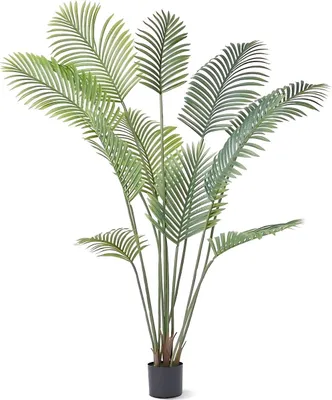 Obrázek produktu pro Umělá rostlina Areca Catechu – palma v květináči – pro vnitřní i venkovní použití – umělé květiny – bez zápachu – 182 cm