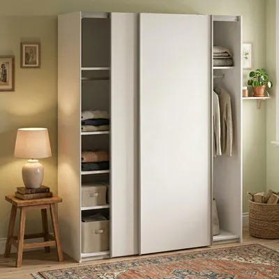 Immagine prodotto di Dmora Guardaroba 2 Ante Maurice 60.5x200.4h cm Bianco Bianco Lucido, Appendiabiti 2 Ante