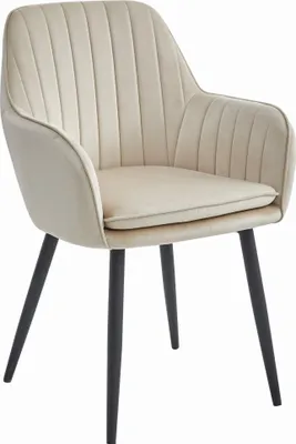 Immagine prodotto di Sedia Valora LUGO in velluto beige con gambe nere x1 | Sedia singola beige con gambe nere per angoli accoglienti