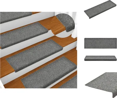 Produktbild von vidaXL Treppenmatten 15 Stk. Nadelvlies 65x21x4 cm Hellgrau -  Stufenteppiche