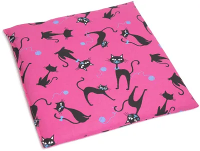 Produktbild von Rapssamenkissen 24x24cm Katzen-pink. Wärmekissen Kühlkompresse Körnerkissen