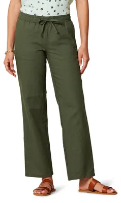 Immagine prodotto di Pantaloni da donna modello essenziale, realizzati in misto lino, con coulisse e vestibilità ampia