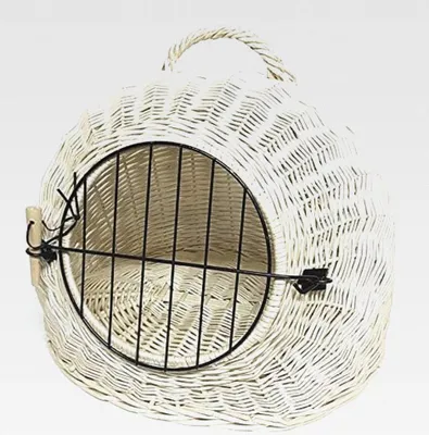 Produktbild von Korbhöhle Transportkorb Katzenhöhle aus Weide Weiß (45 cm ohne Kissen)