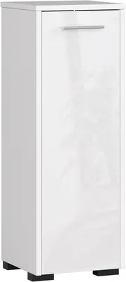 Produktbild von Freistehender Badezimmerschrank: eine Tür, zwei Einlegeböden, Farbe: Weiß|Weiß glänzend, Möbelmaße: B: 30 cm, H: 82 cm, T: 30 cm