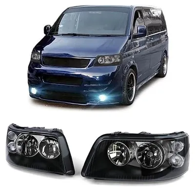 Für VW Bus T5 2003-2009 Klarglas H7 H1 Scheinwerfer Schwarz mit LWR Motor in der Farbe Schwarz von Carparts-Online GmbH