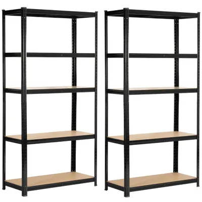 Obrázek produktu pro sada 2 těžkých regálů černá 90 cm 5 polic Š90xV40xD180 cm